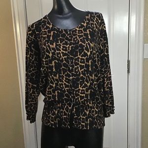 Grace Cheetah Print Cardigan Size XL 3/4 sleeves